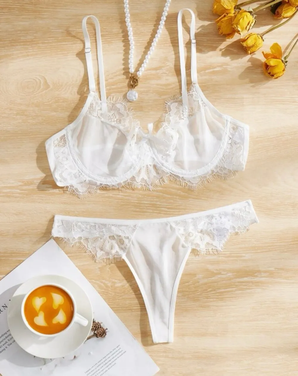 Textured Lace Lingerie Set