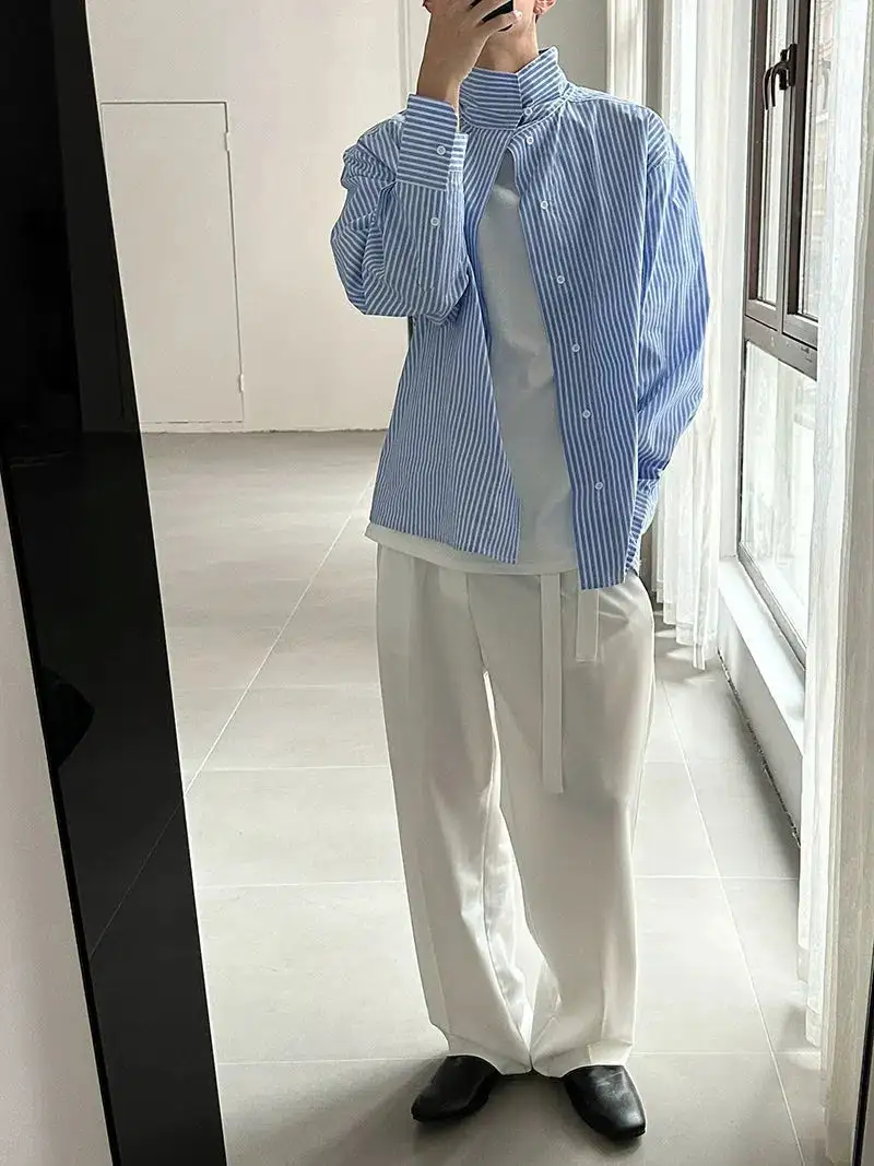 Timeless Striped High-Neck Shirt