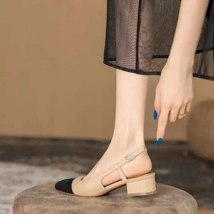 Square Front Mid Heel Sandals