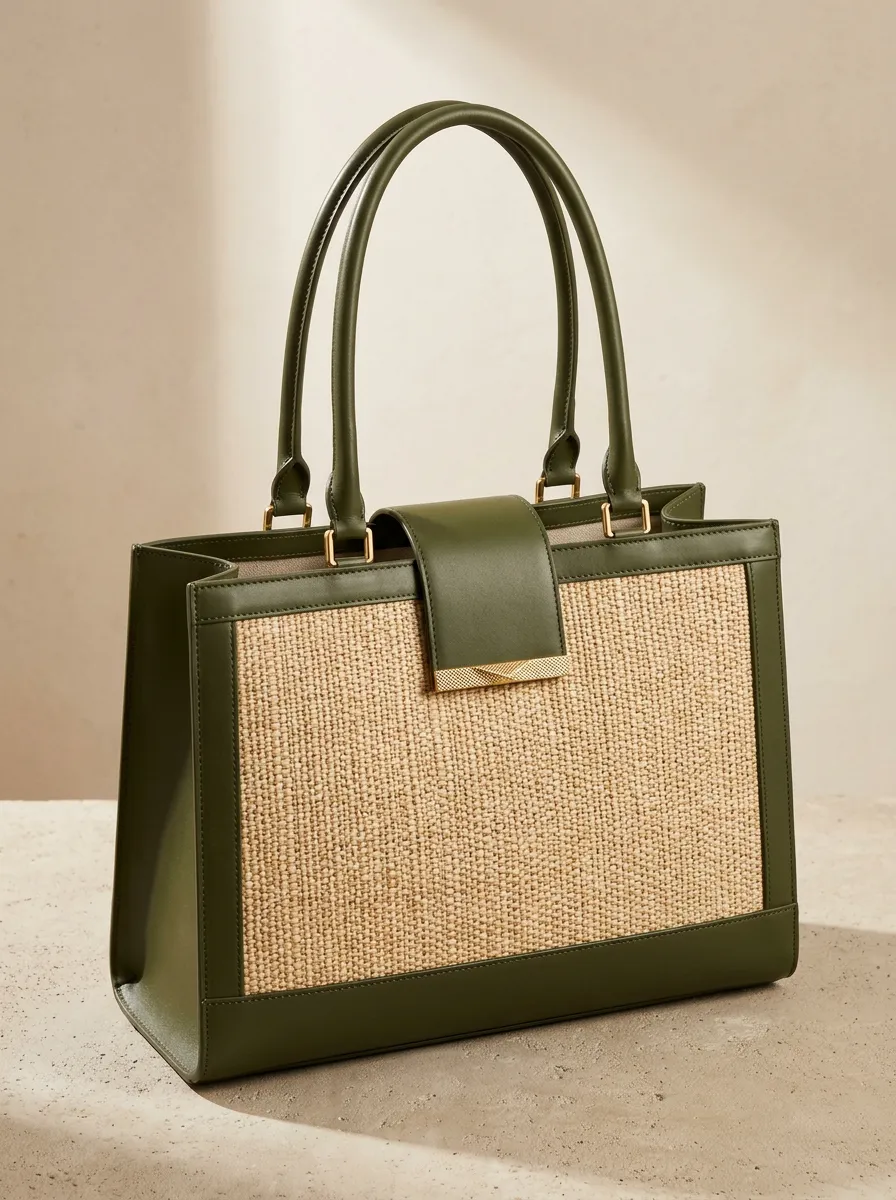 Straw-Style Top-Handle Women's Tote Bag