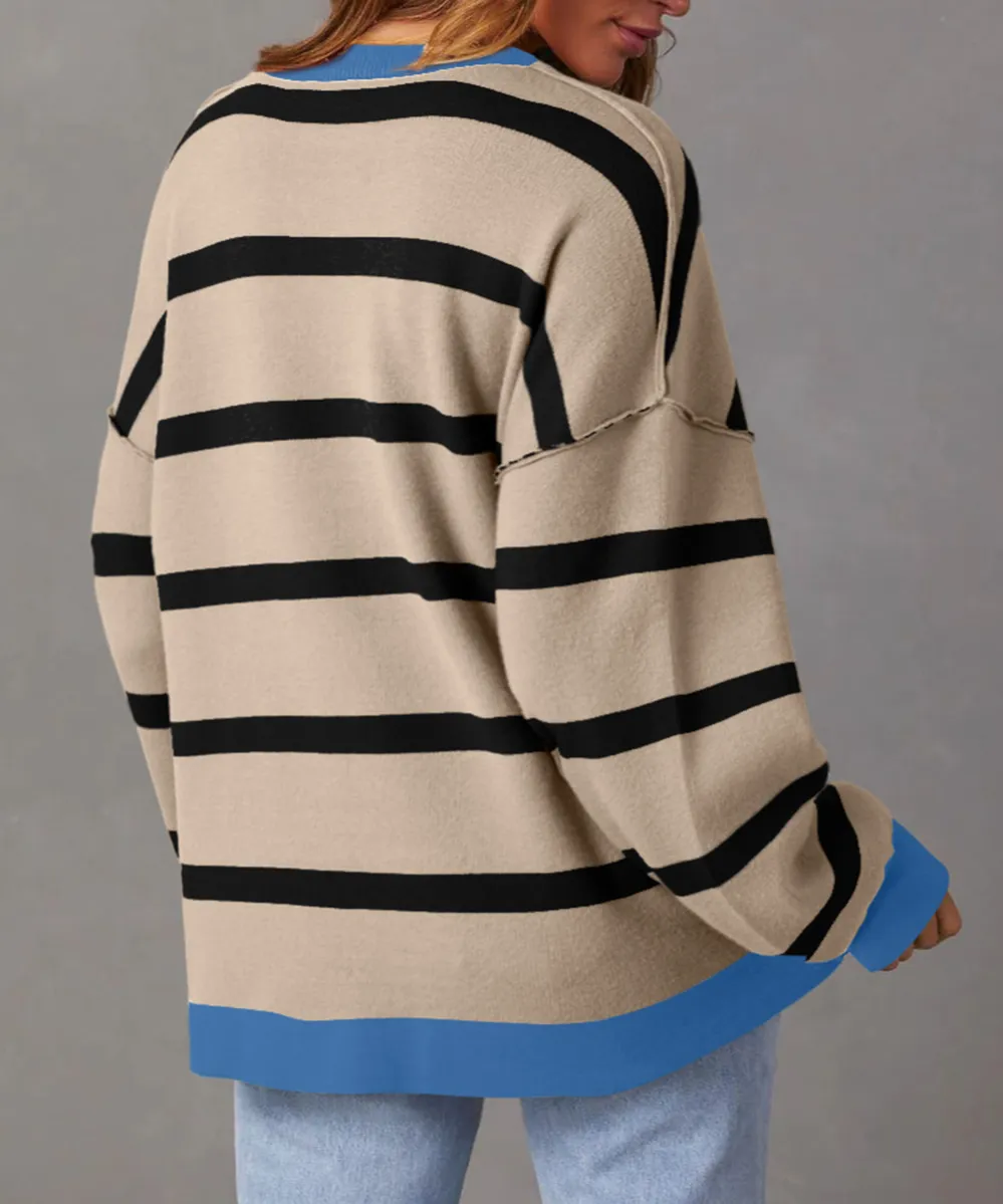 Button Front Drop Shoulder Slouchy Cardigan