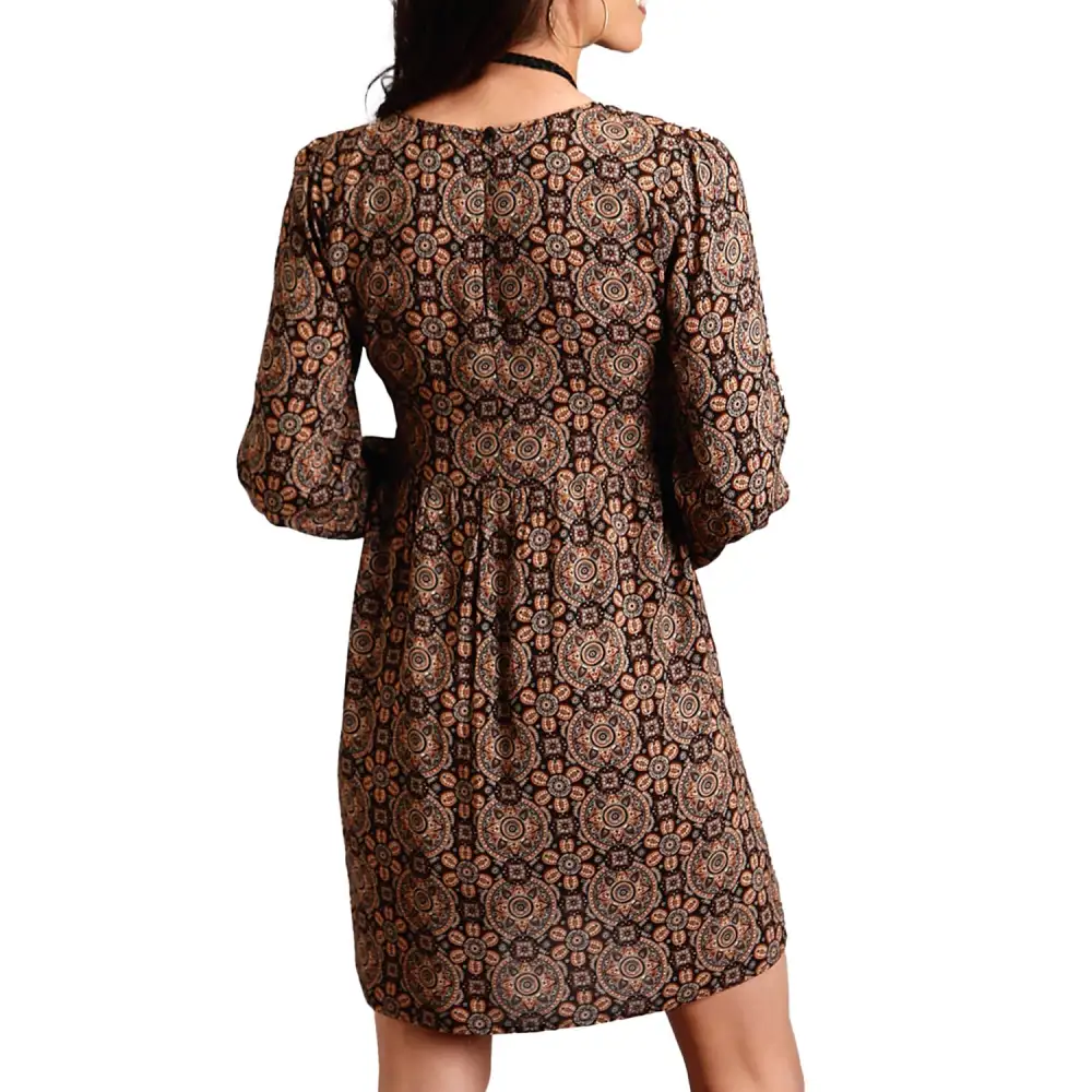 Paisley Print Denim Casual Dress