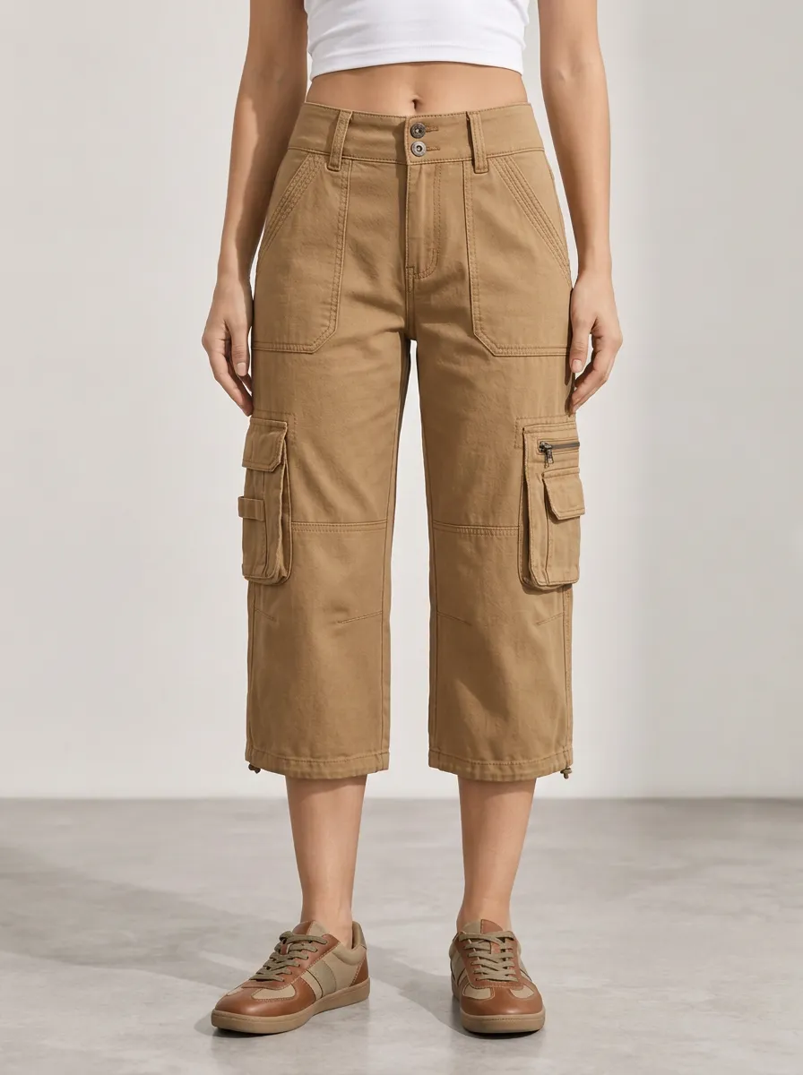 Women's Multi-Pocket Utility Functional Casual Capri Pants