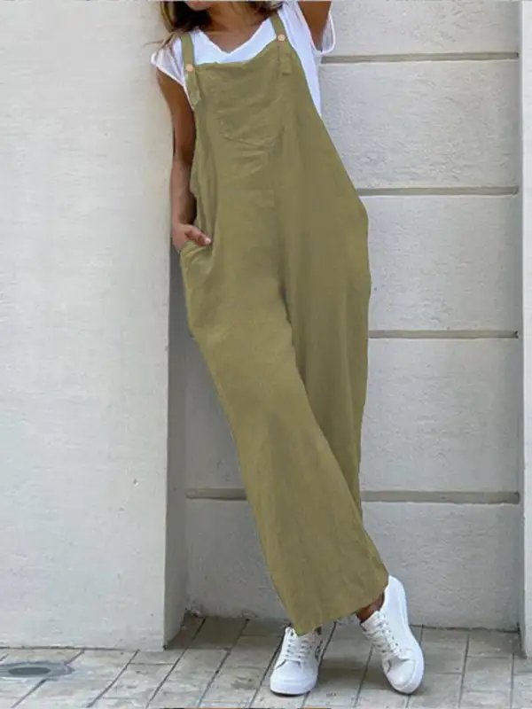 Clean Long Jumpsuit Spaghetti Straps Accessory