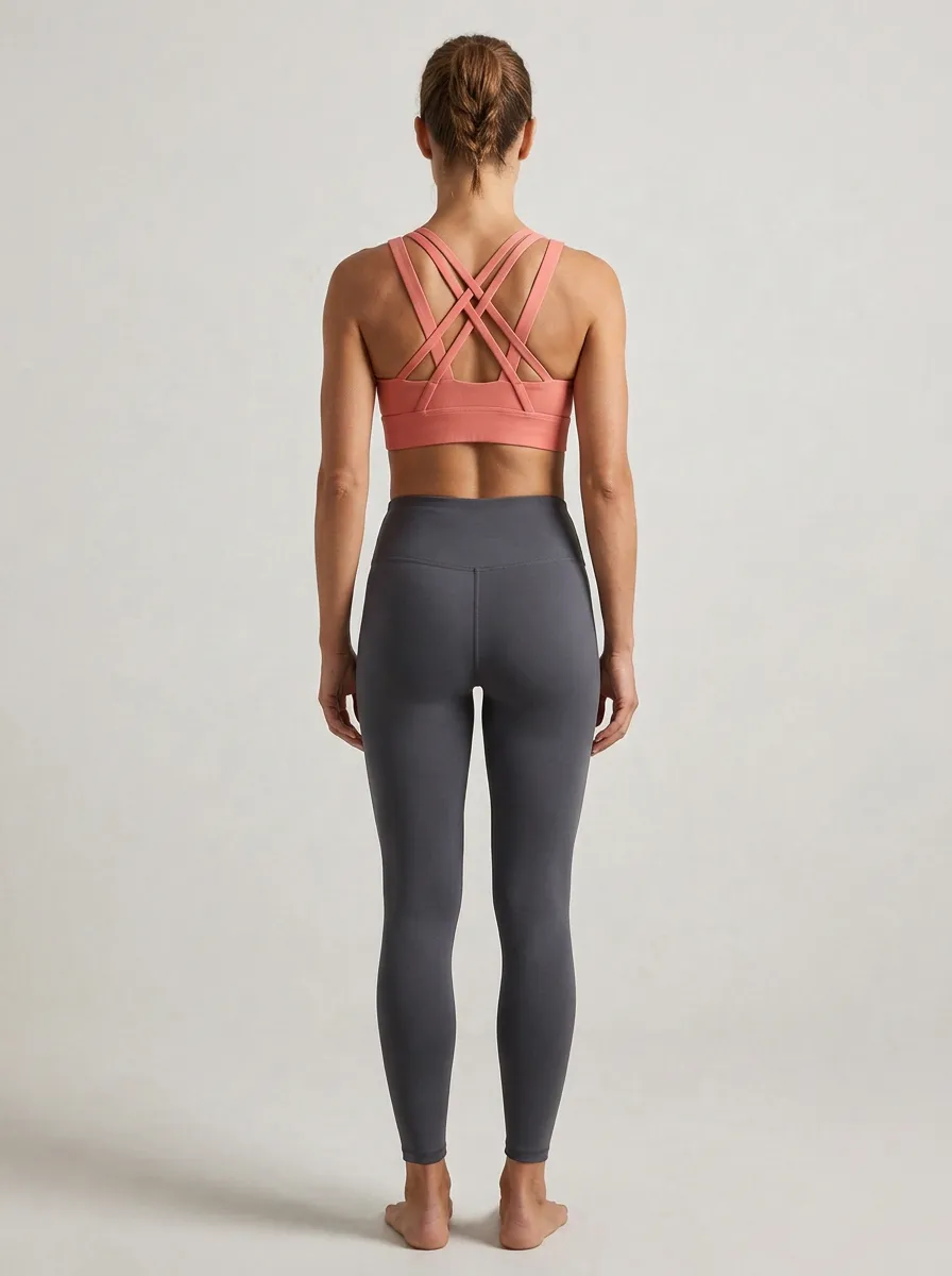 Scoop Neck Geometric Detail Ribbed Texture Women's Sports Bra