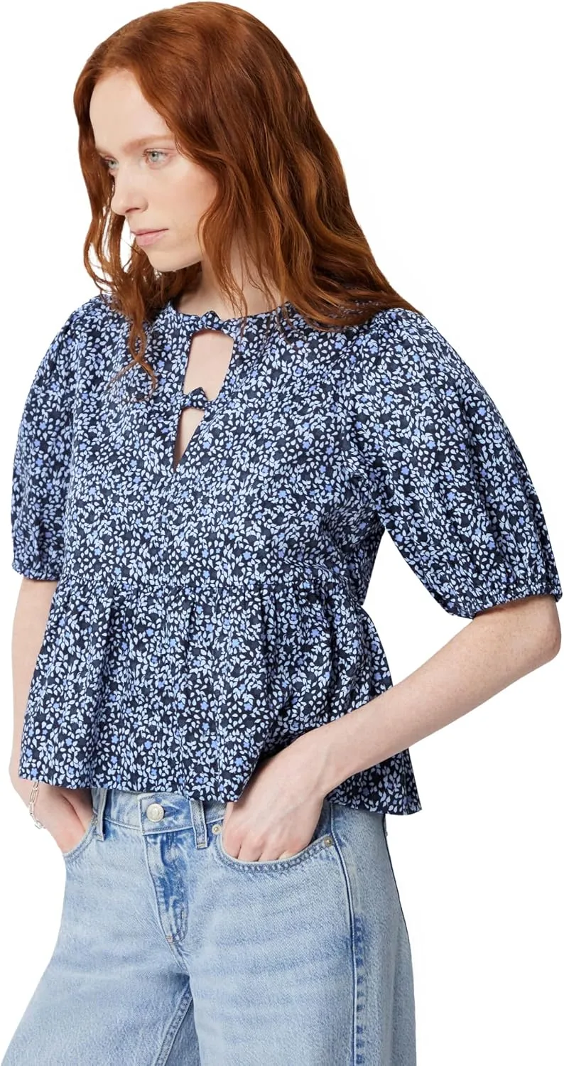 Amazon Essentials Women's Cotton Sateen Relaxed-Fit Peplum Blouse