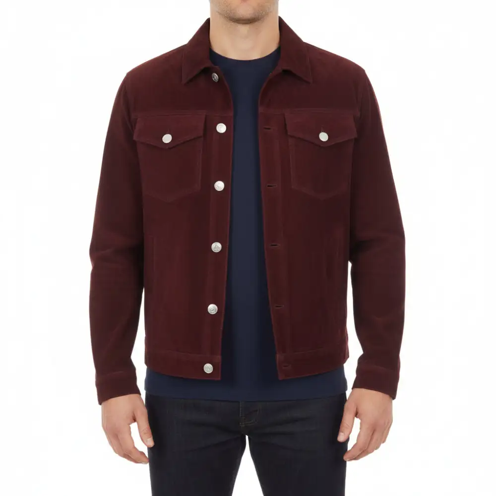 Structured Suede Trucker Jacket