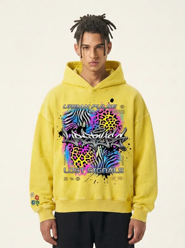 Unisex Urban Streetwear Graffiti Leopard Zebra Hoodie