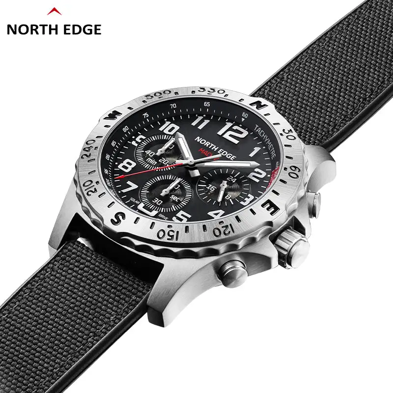 North Edge Quartz watch solar drive watch with triple chronograph MACH 2