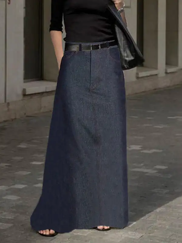 Loose No Belt Pockets Skirt