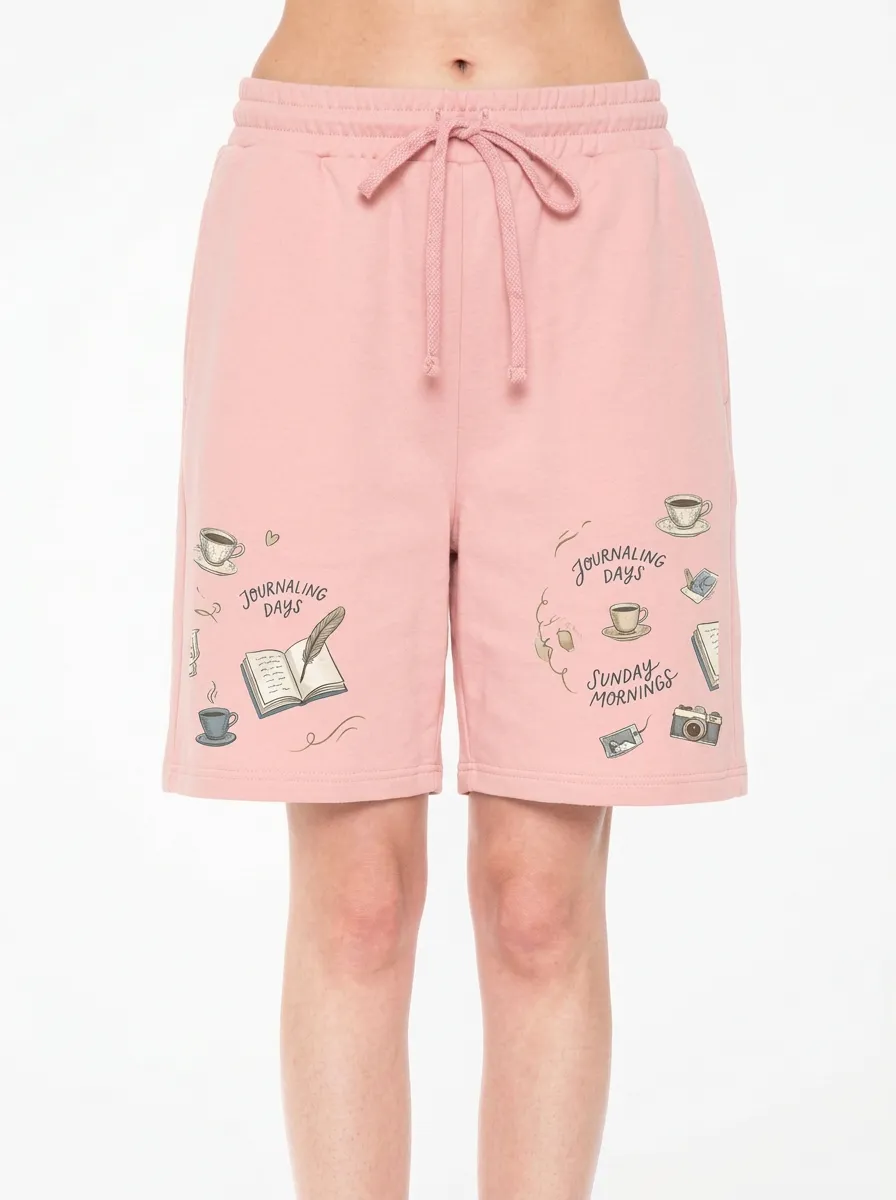 Women's Journaling Lover Sunday Morning Coffee Graphic Shorts