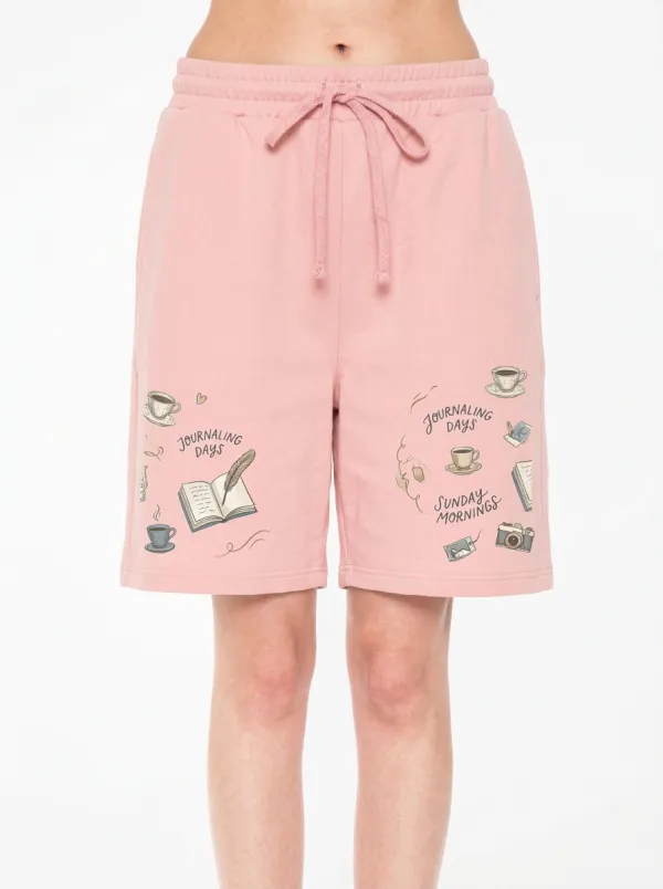 Women's Journaling Lover Sunday Morning Coffee Graphic Shorts