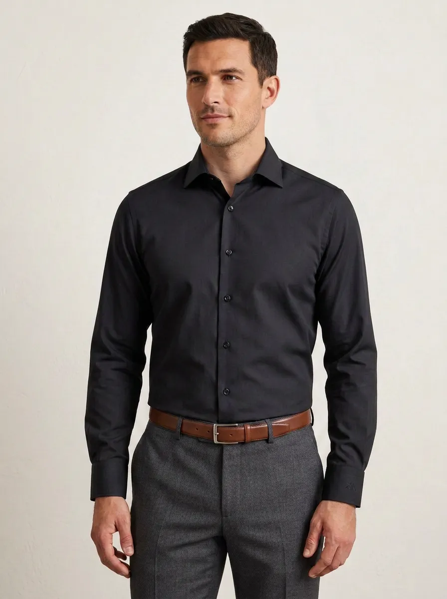 Men's Non-Iron Cotton Light Blue Formal Dress Shirt