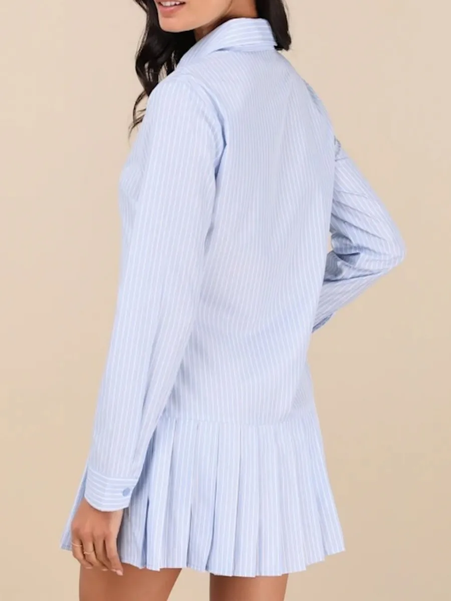 Pleated Hem Shirt Dress
