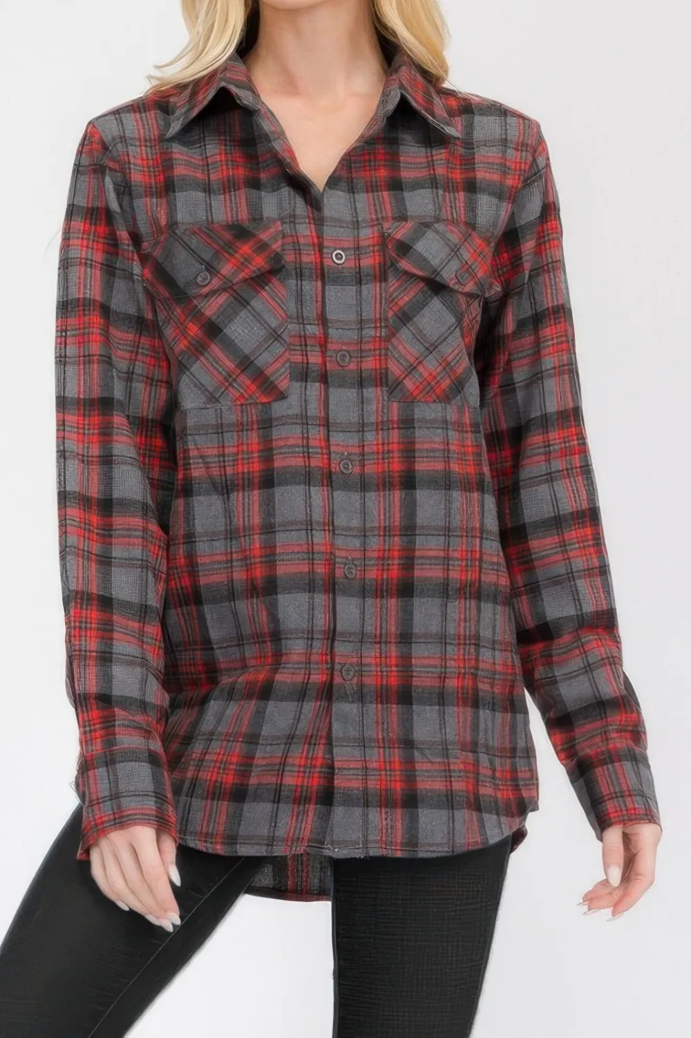 Oversized Plaid Flannel Shirt