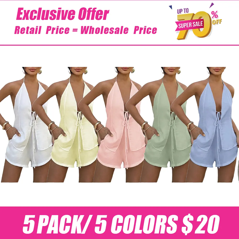Women's Tie Back Top & Shorts Set