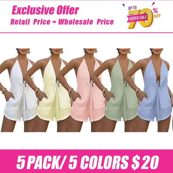 Women's Tie Back Top & Shorts Set