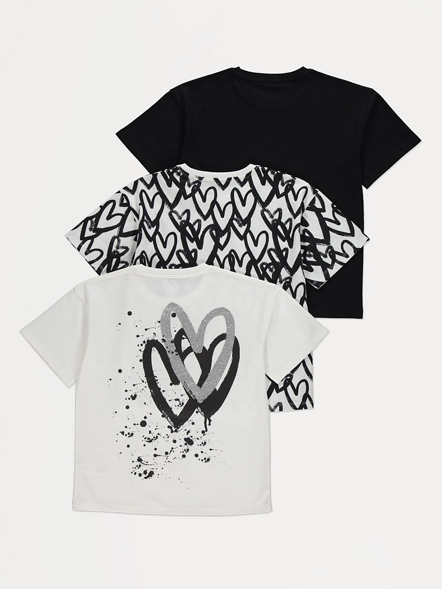 Graffiti Hearts T-Shirts 3 Pack detail 1