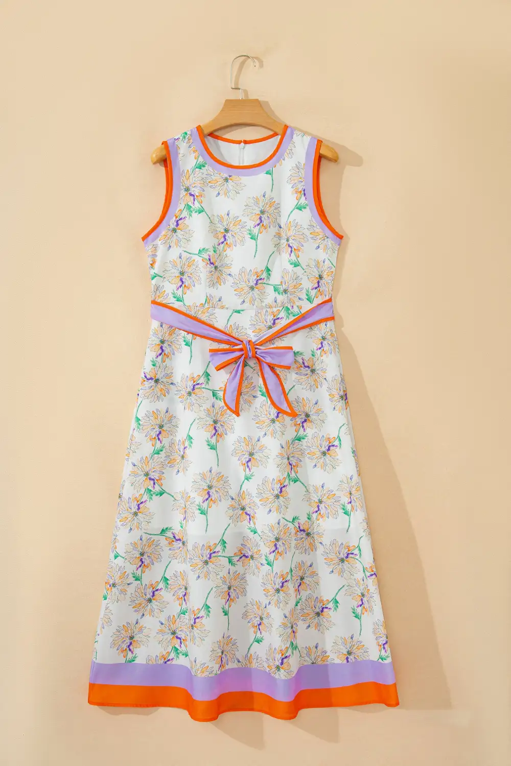 Floral Patchwork Tie Waist Maxi Dress
