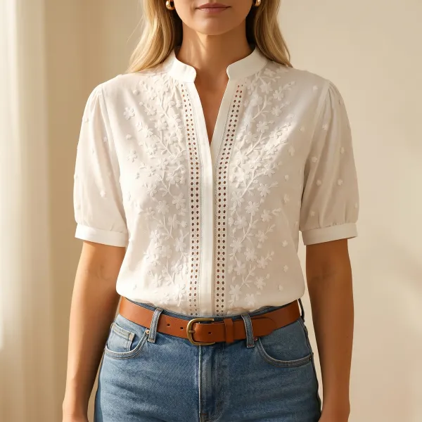 Embroidered Eyelet Blouse