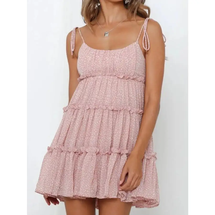 Tie-Strap Tiered Mini Dress