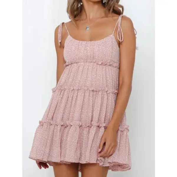 Tie-Strap Tiered Mini Dress