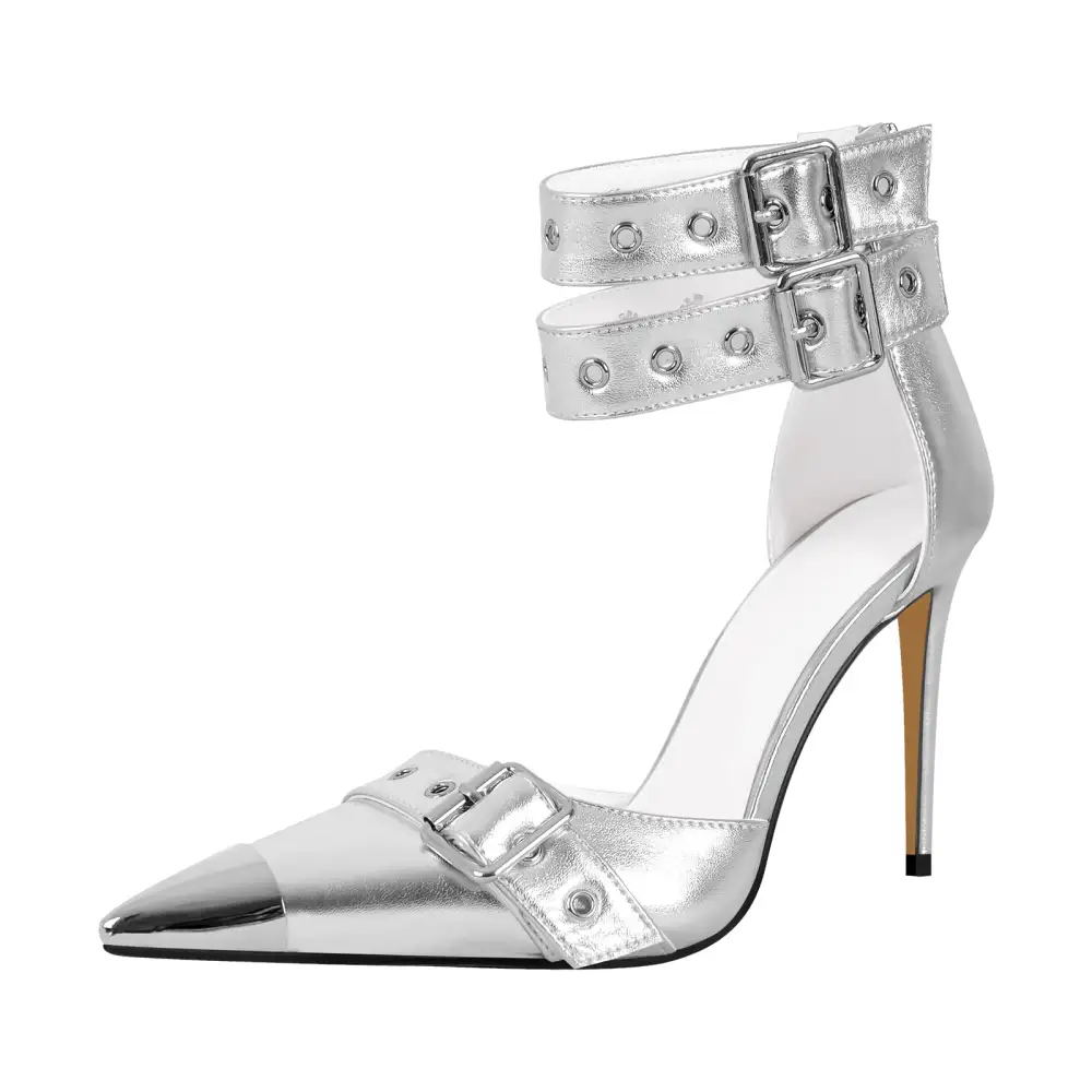 Modern Pointed Toe Stiletto Ankle Strap Pumps