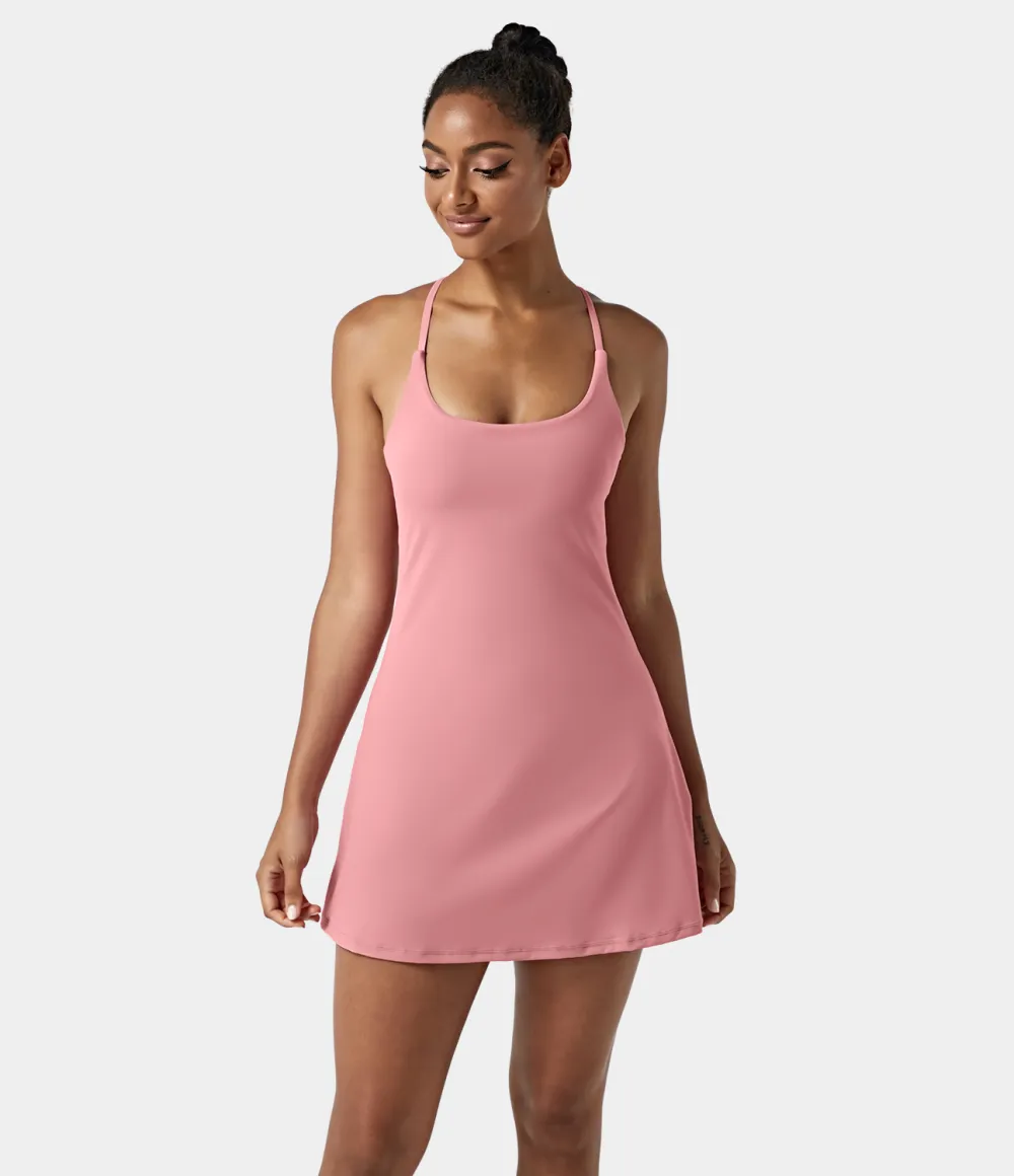 Softlyzero Airy Backless Cut Out 2-in-1 Pocket Cool Touch Mini Activity Dress