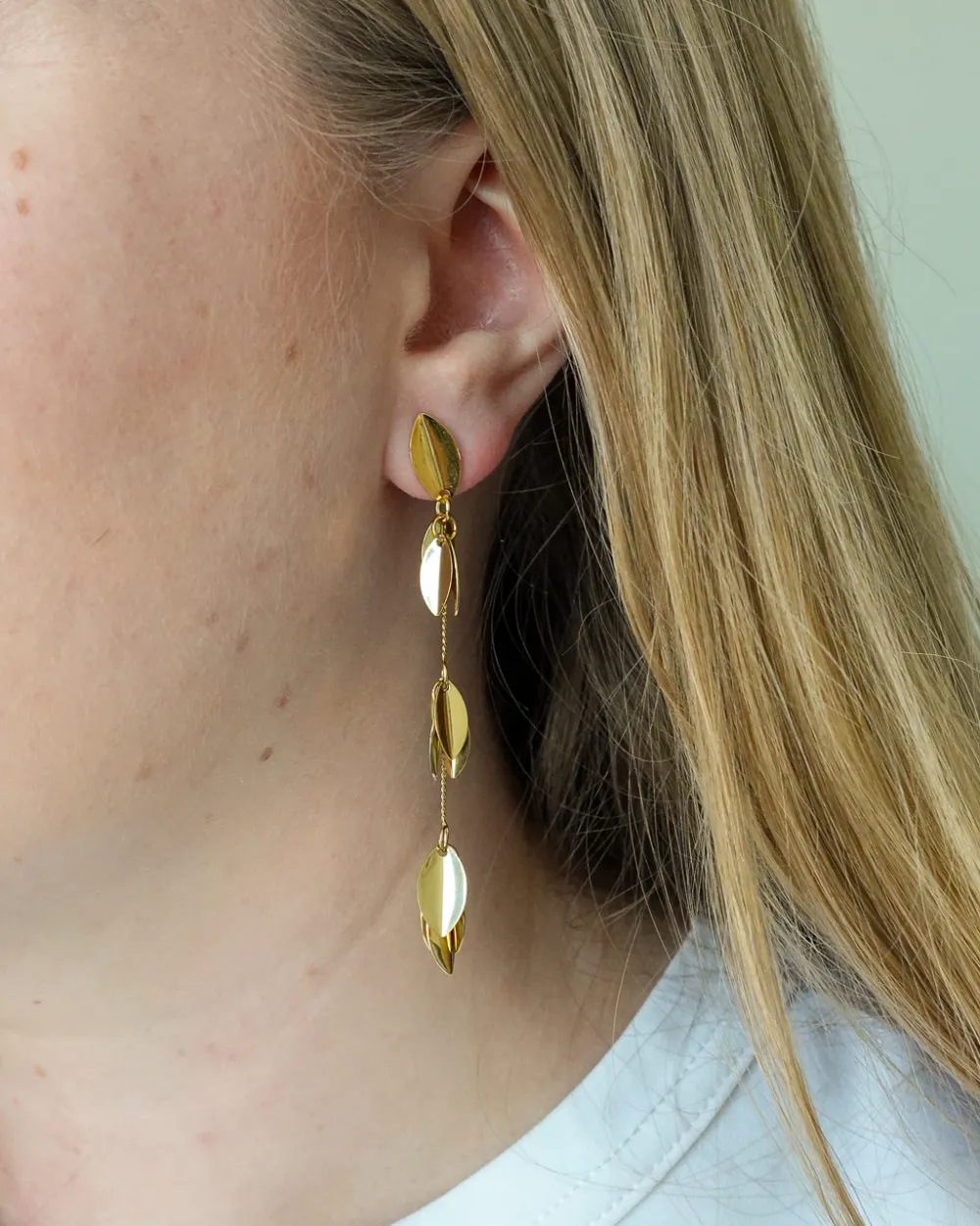 Elongated Leaf Drop Earrings