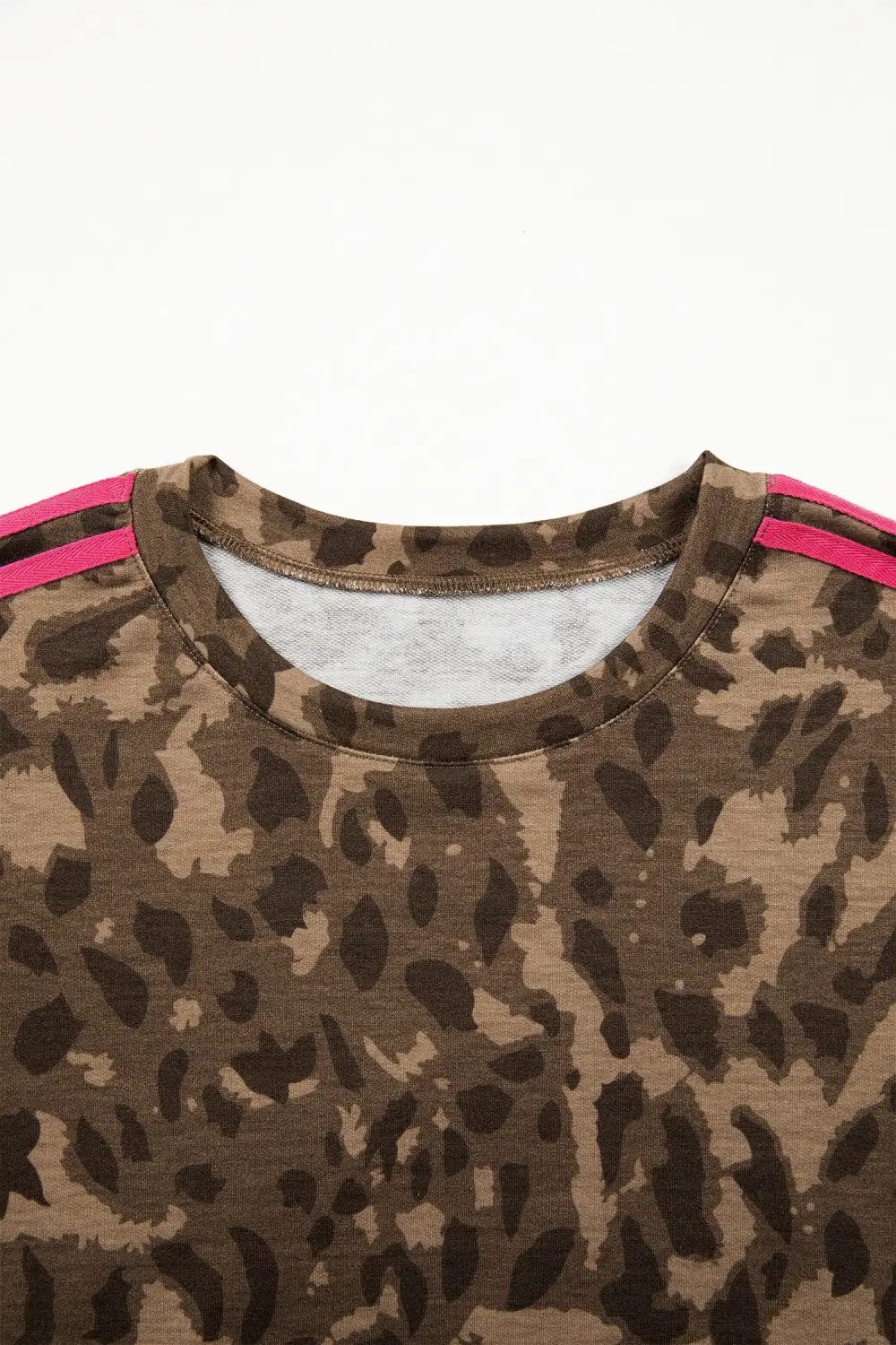 Women's Striped Leopard Print Loose Fit Pocket Mini Dress