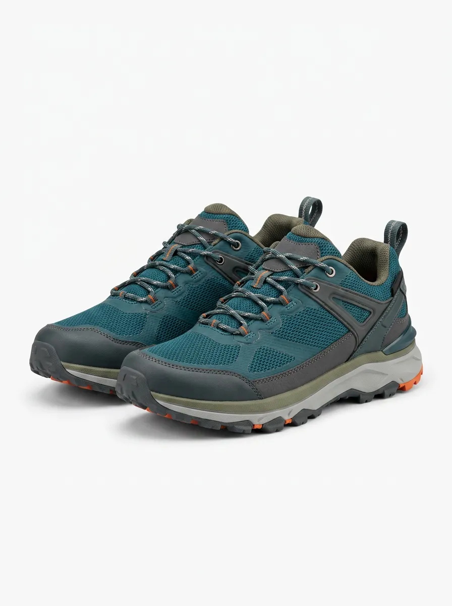Men's Outdoor Hiking Teal Mesh Printed Shoes