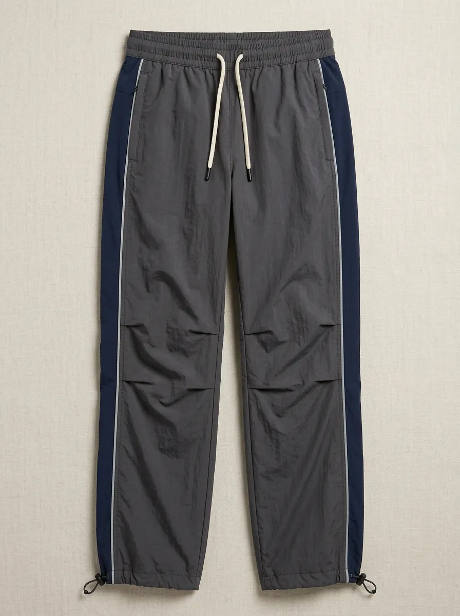 Women's Athletic Casual Colorblock Drawstring Nylon Jogger Pants