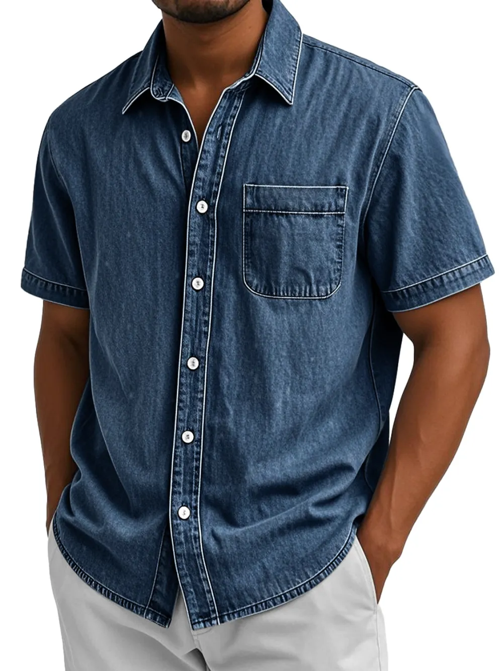 Short Sleeve Camp Collar Pocket Shirt