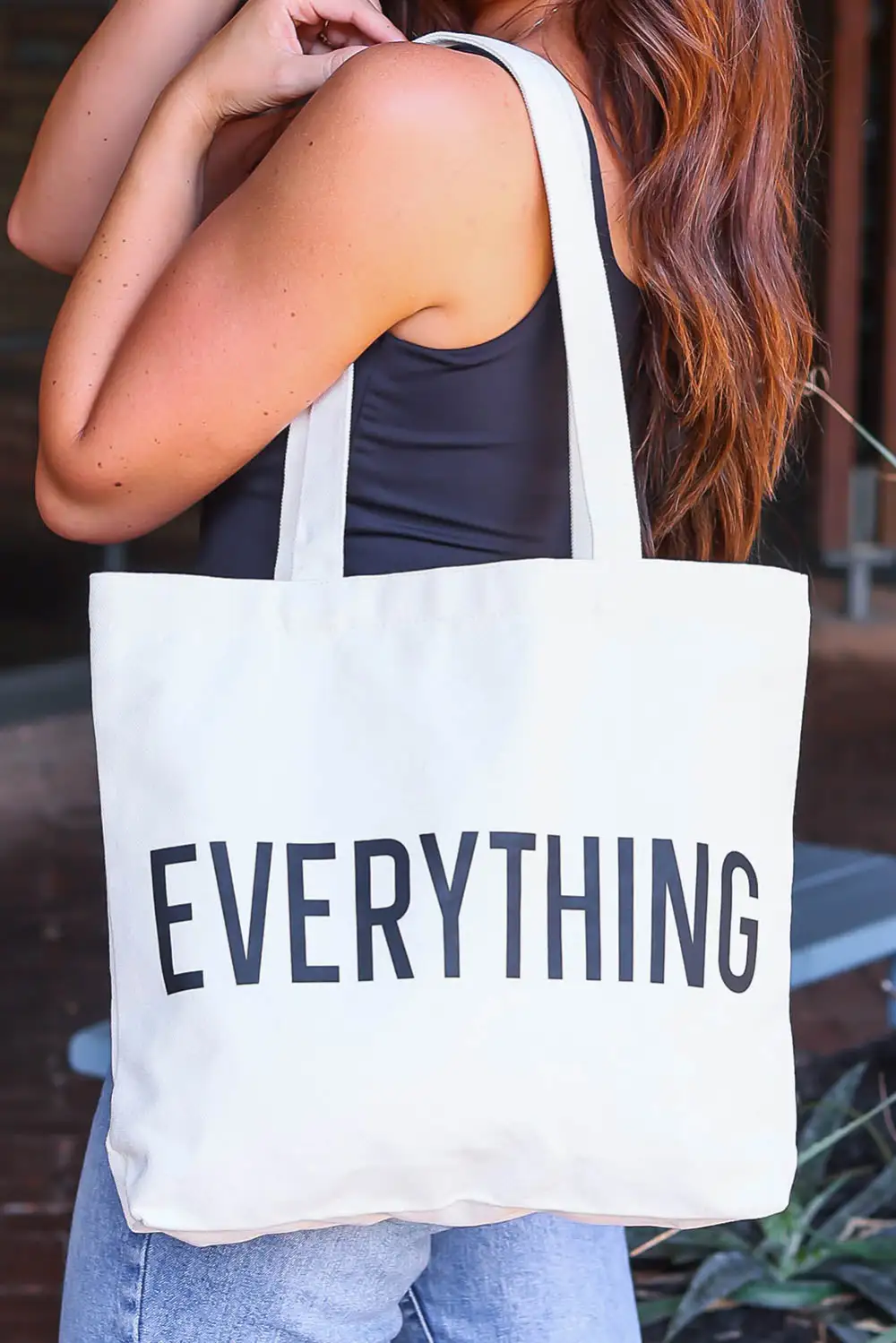 Letter Print Large Tote Bag