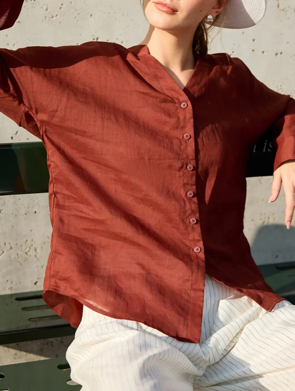 Ramie V Neck Lightweight Top