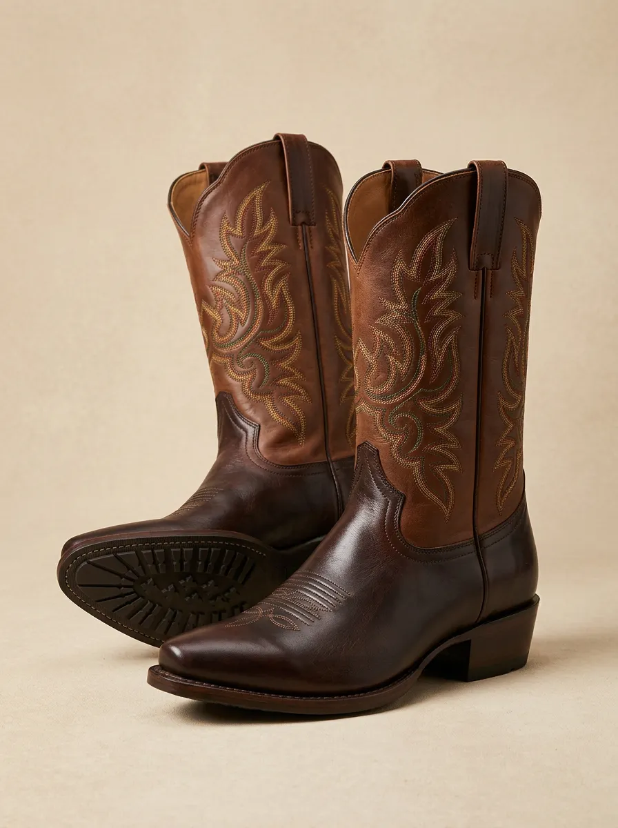Men’s Retro Pattern Western Cowboy Boots