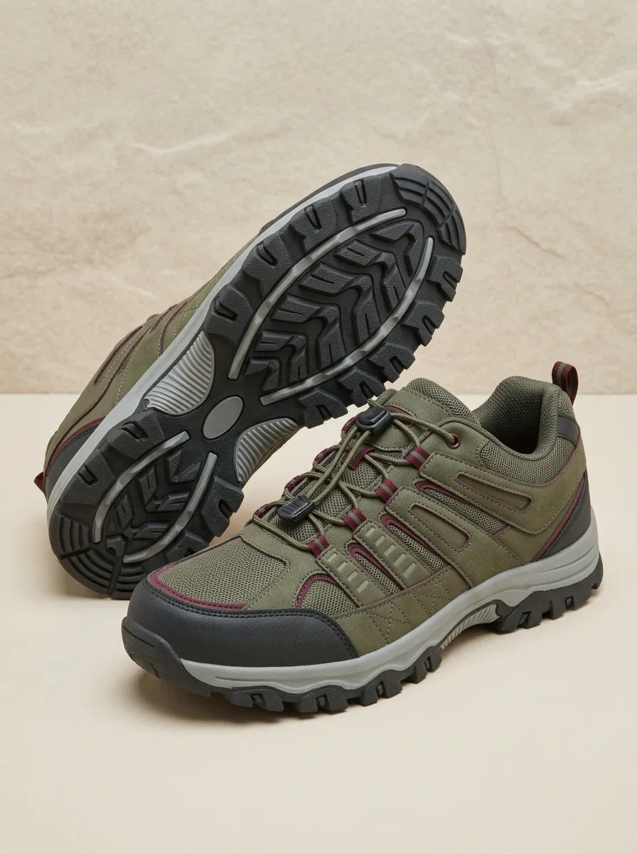 Men's Mesh Lace-Up Non-Slip Outdoor Hiking Shoes