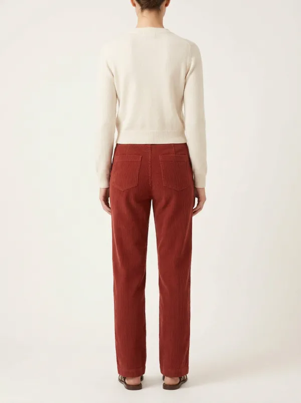 Women's Contrast-Pocket Corduroy Straight-Leg Pants