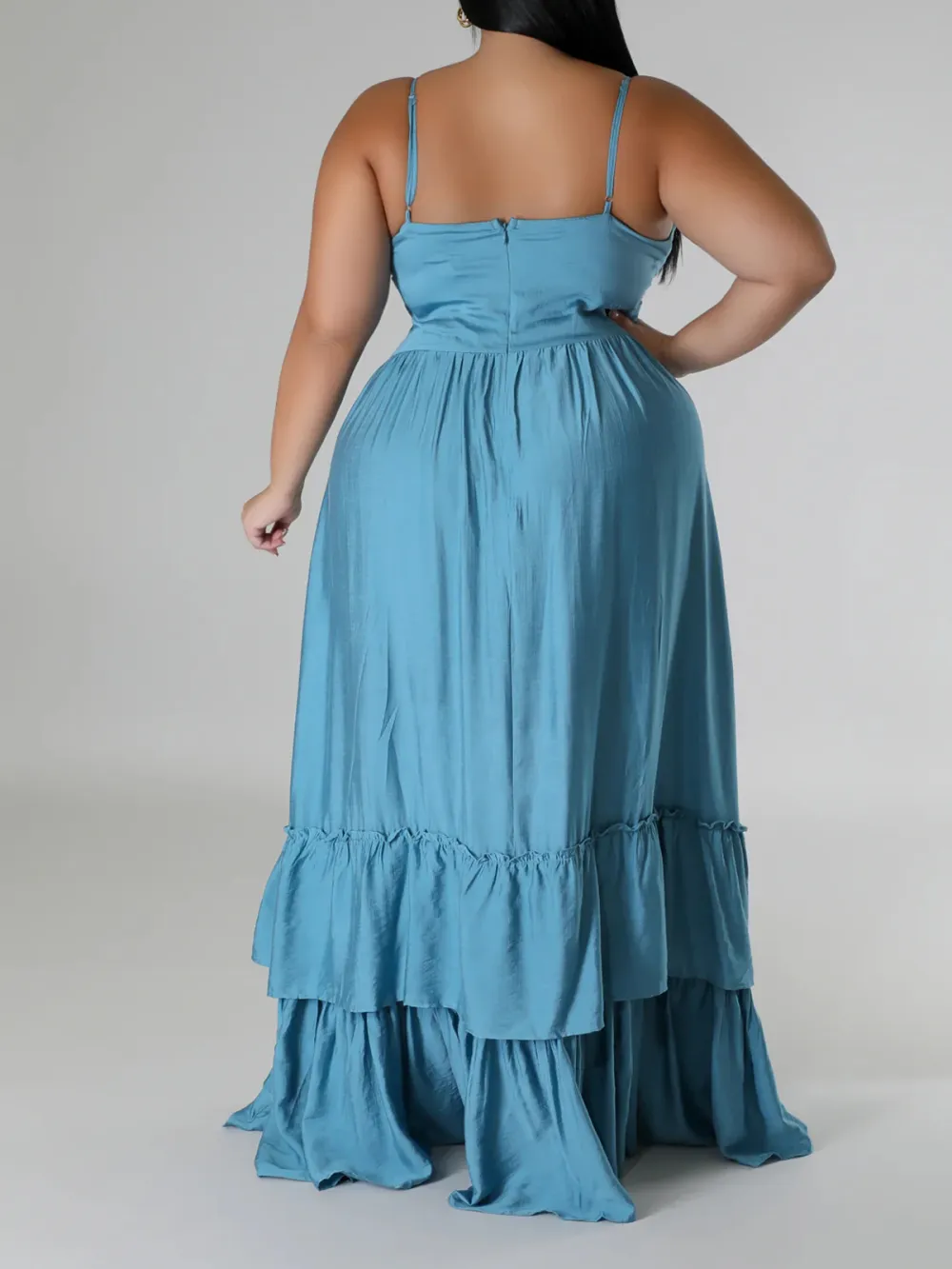 Strapless Plain Slit Dress