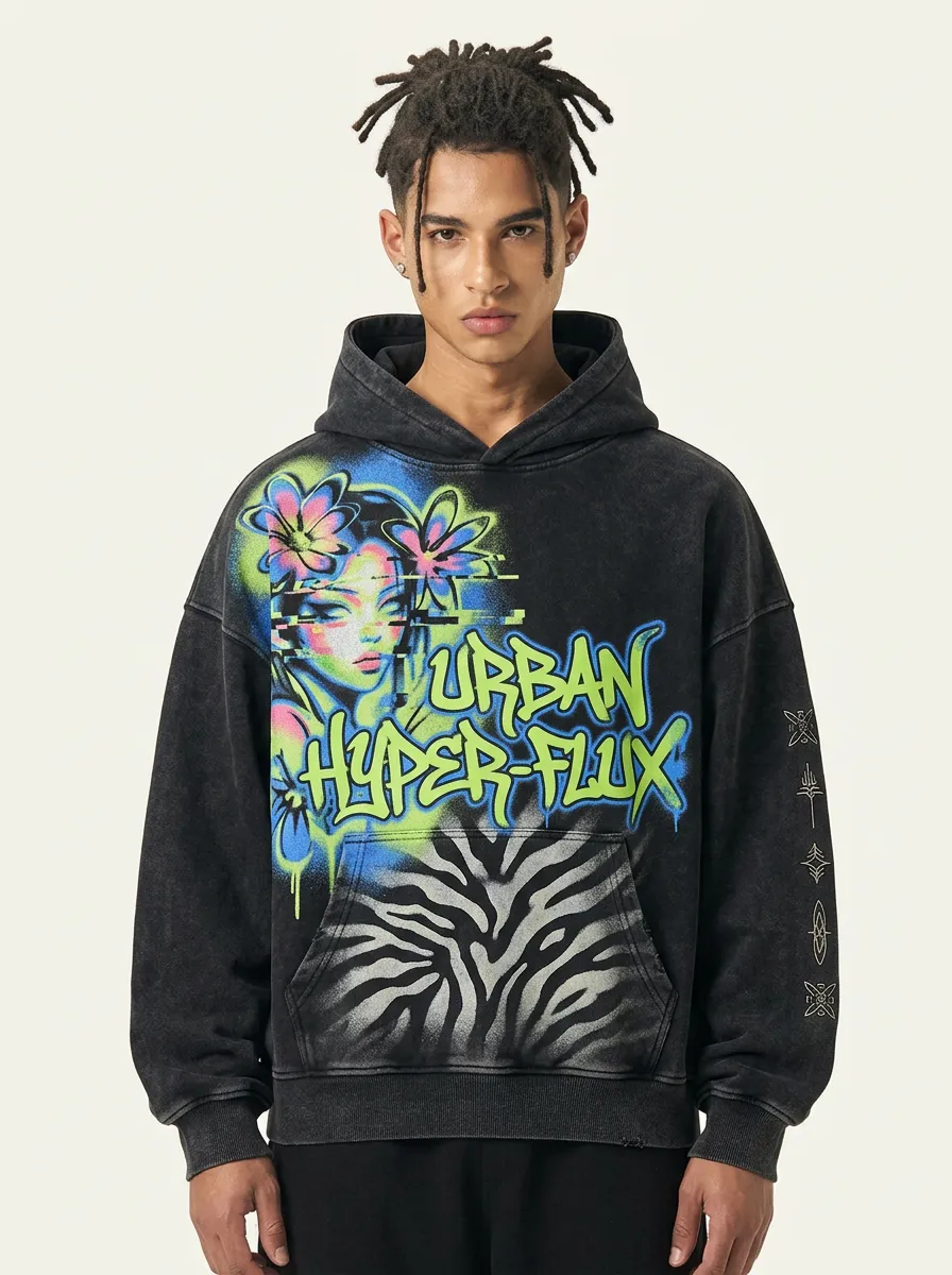 Unisex Streetwear Zebra Glitch Hoodie