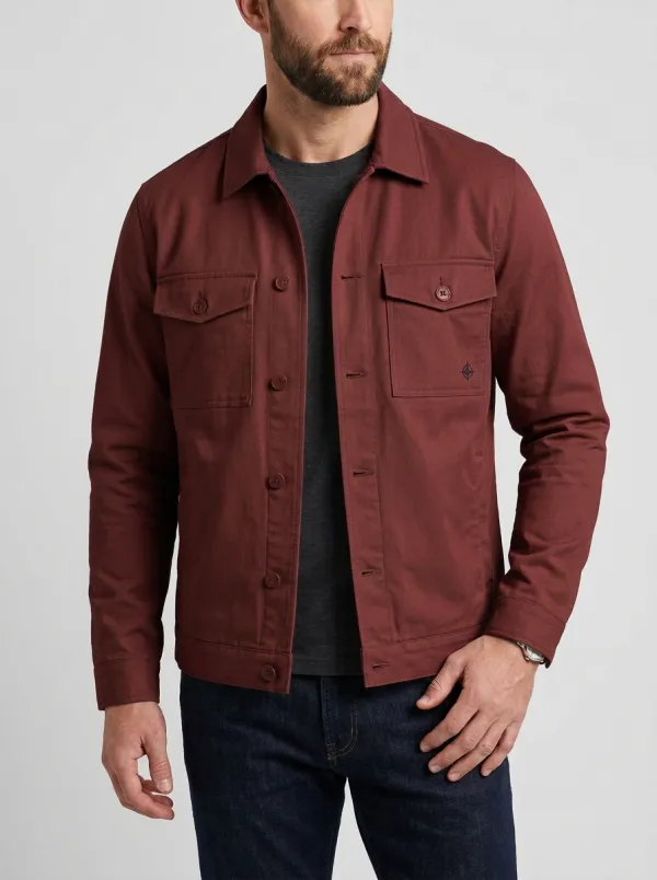 Men's Casual Minimalist Compass Embroidered Khaki Jacket