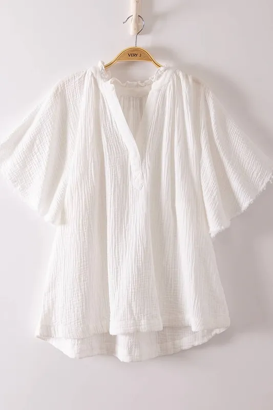 Mineral-Washed Gauze Blouse