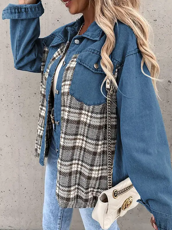 Button-Down Lapel-Collar Collared Denim Jacket