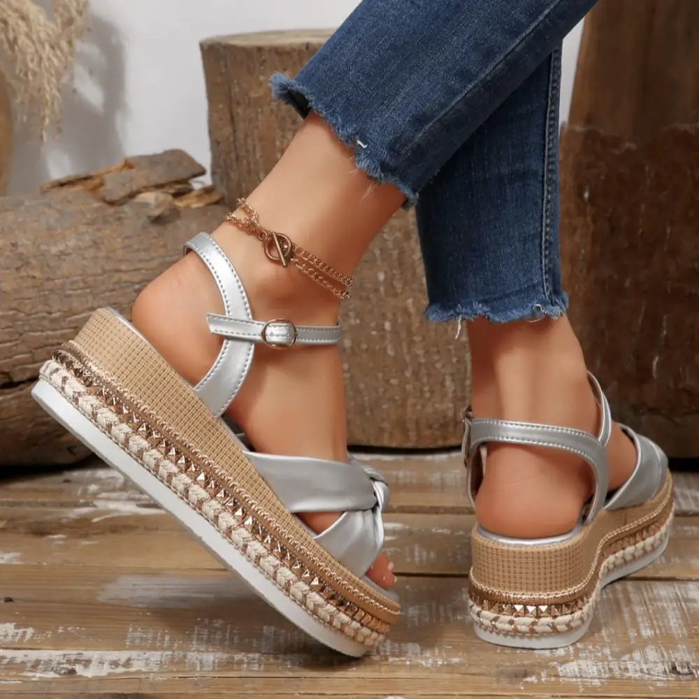 Bow Knot Platform Wedge Sandals