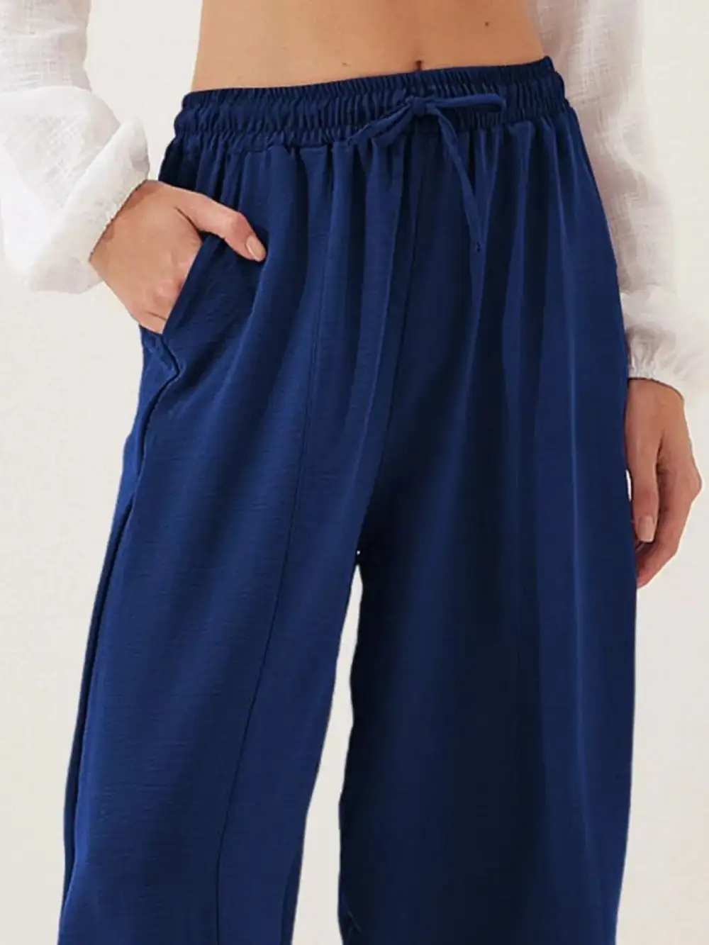 Full Size Drawstring Wide Leg Cropped Pants Plus Size