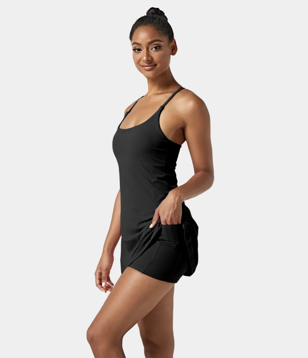 Softlyzero Airy Backless Cut Out 2-in-1 Pocket Cool Touch Mini Activity Dress