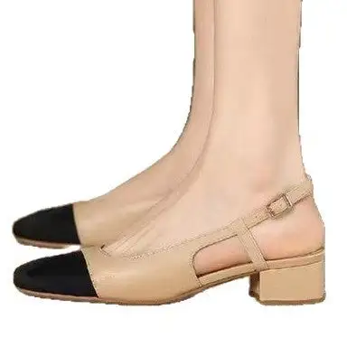 Square Front Mid Heel Sandals