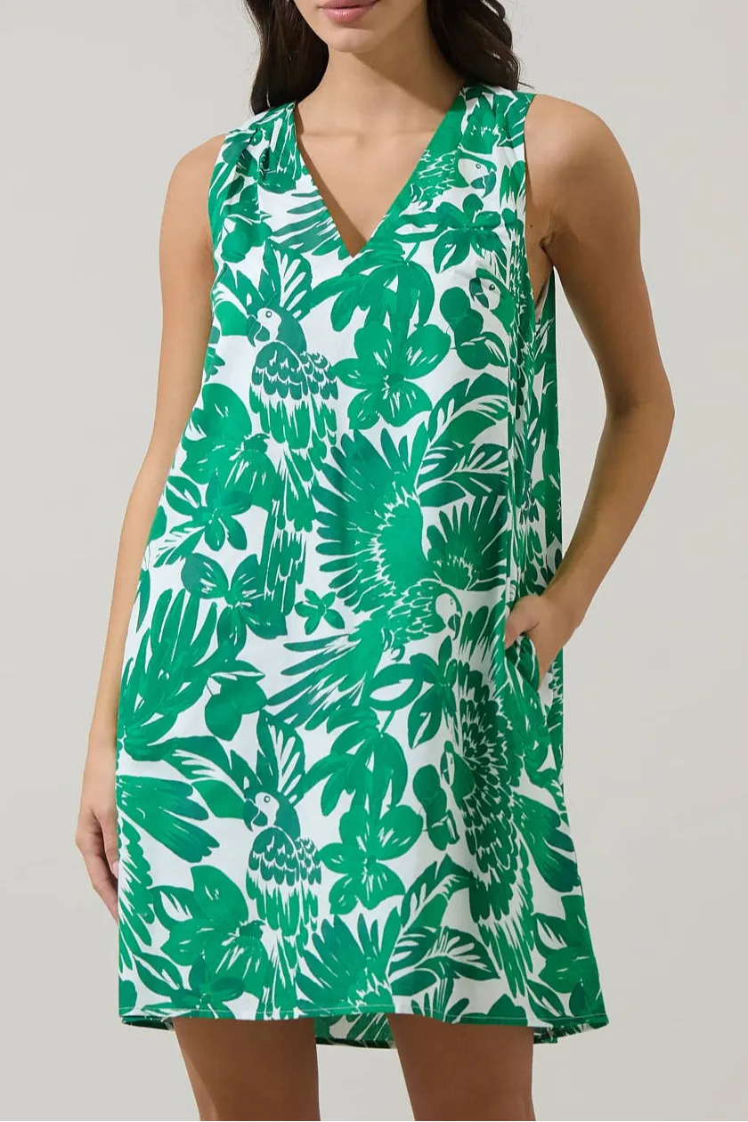 Tropical Cotton Shift Mini Dress