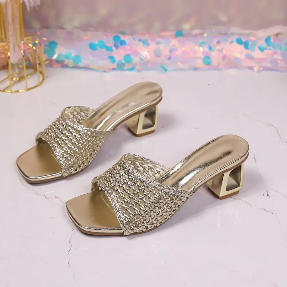 Block Heel Square Toe Wedge Sandals