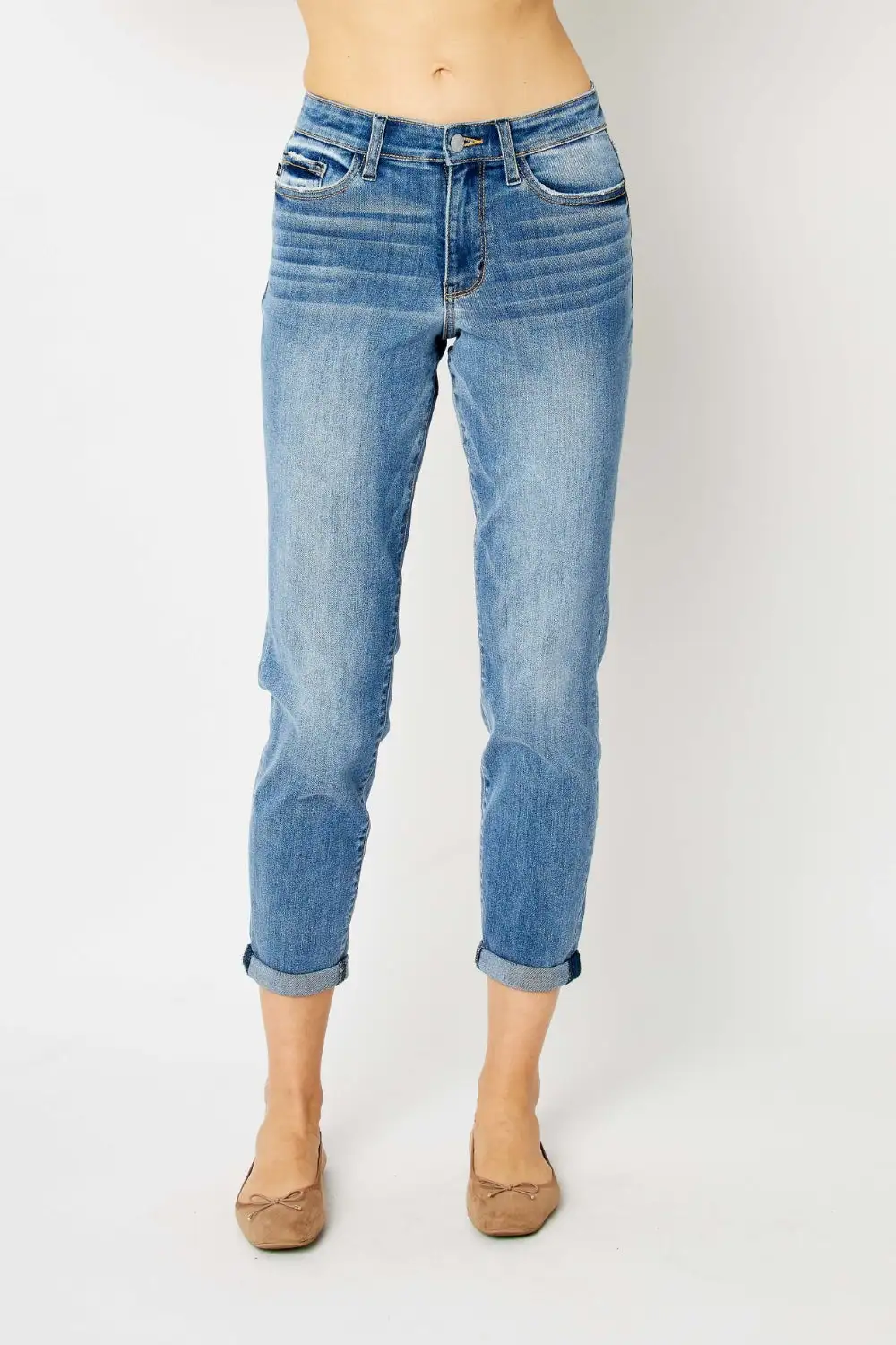 Clean Cuffed Denim Jeans